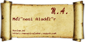 Ménesi Aladár névjegykártya